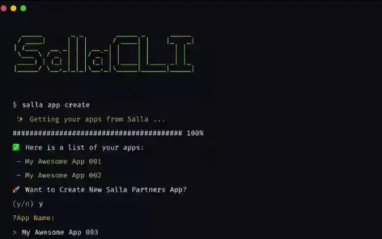 Screenshot of salla cli